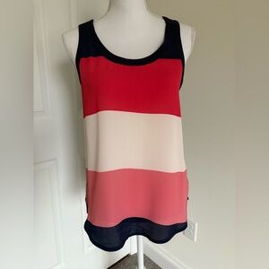 Express Colorblock Tank Top in Red, Pink, Cream, and Navy